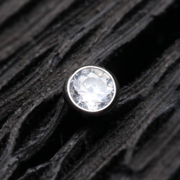 Detail View 1 of Implant Grade Titanium Press Fit Sparkle Gem Top L-Shaped Nose Ring-Clear Gem